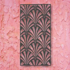 fountain decorative metal screen on a pink concrete wall